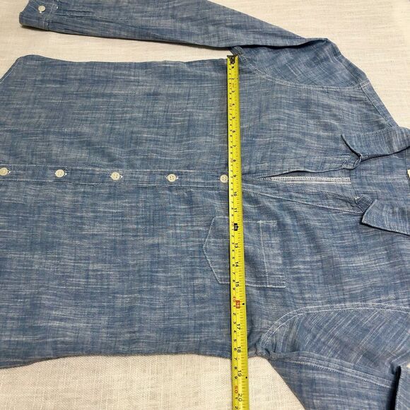 CP Shades Shirt Women S Blue Chambray Cotton Button Up Coastal Boho Cottagecore - Picture 11 of 14